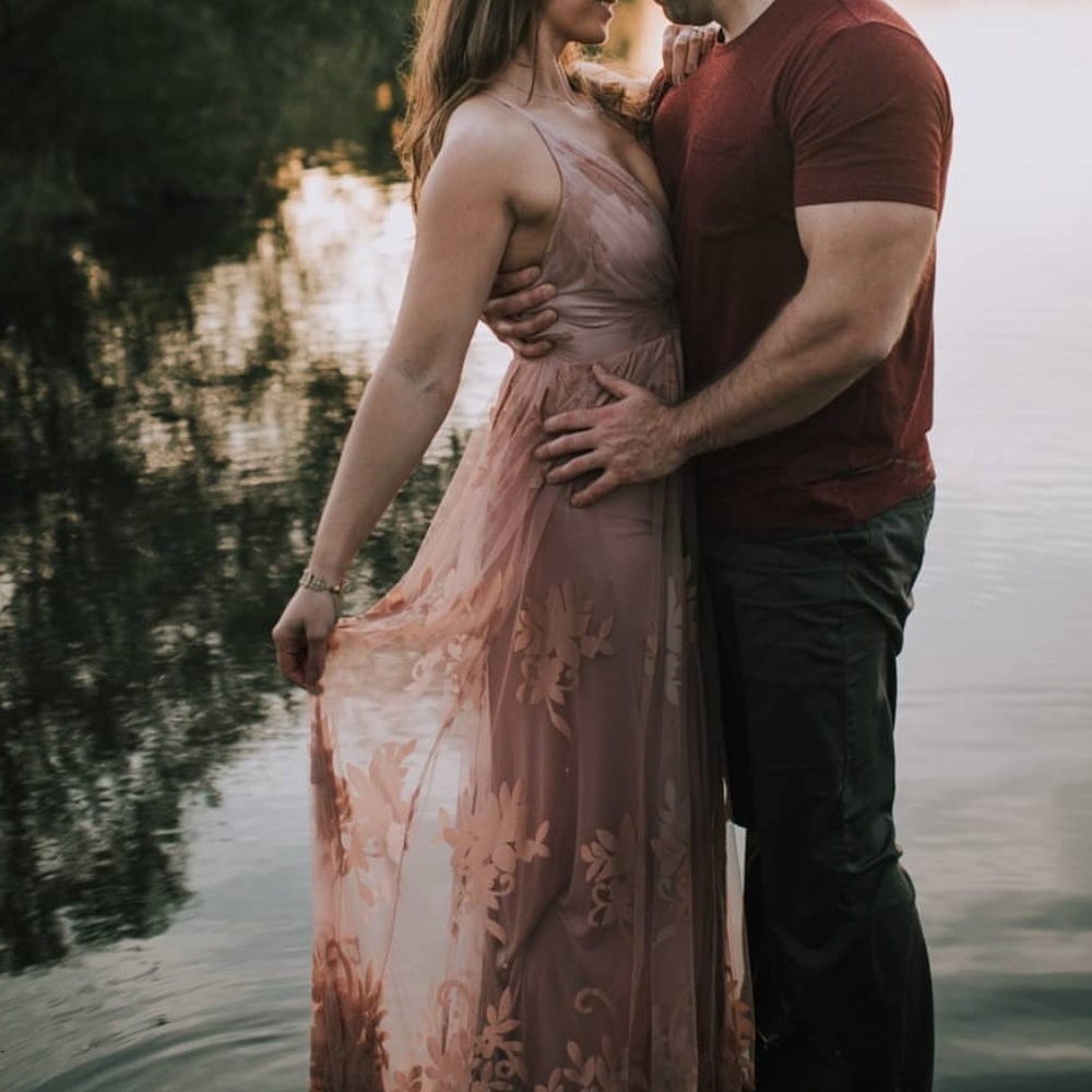 Blush Sheer Overlay Maxi Dress